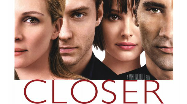 Imagem de divulgação do filme Closer, com Julia Roberts, Jude Law, Natalie Portman e Clive Owen - Foto: Divulgação.